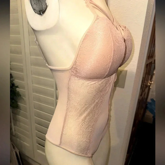 Kathy blush Lace and mesh Bodysuit Lingerie padded Push-Up teddy size S-M - Picture 5 of 14